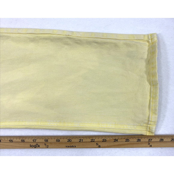 Anniewear Jeans Womens Large Faded Butter Yellow Denim Straight Stretch Hi Rise - Picture 9 of 10
